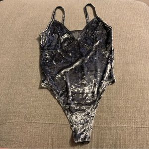 NWOT Velour silver bodysuit